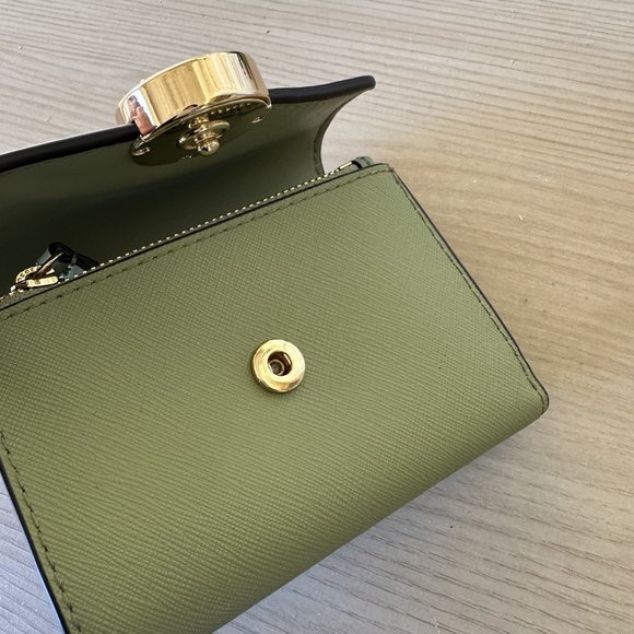 Michael Kors Carmen Medium Flap Satchel/ BLFLD Wallet MK Logo Light Sage NWT - Picture 8 of 11